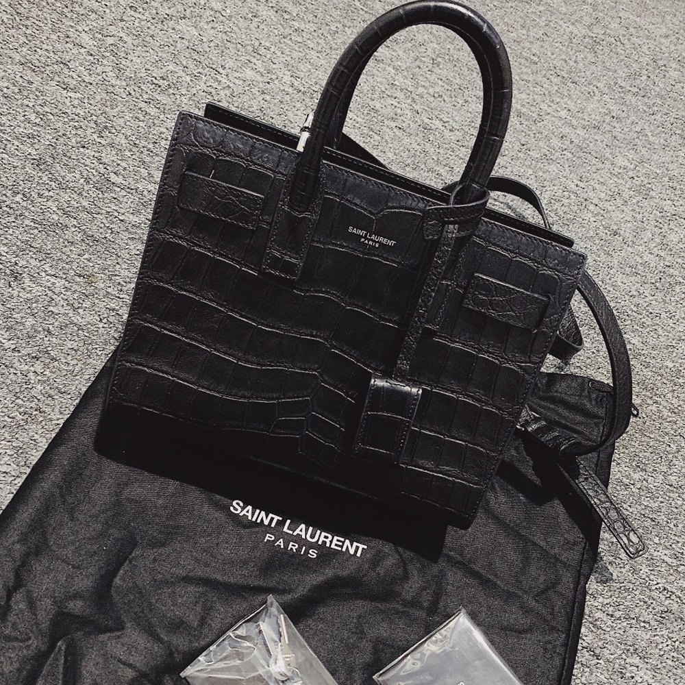 YSL CLASSIC NANO IN EMBOSSED CROCODILE